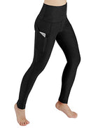High Waist Out Pocket Yoga Pants Tummy Control Workout Running  Leggings Black - FushionGroupCorp