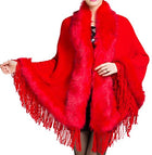 Helan Women's Faux Mink Fur Shawl Cloak Cape Coat With Tassels - FushionGroupCorp