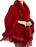 Helan Women's Faux Mink Fur Shawl Cloak Cape Coat With Tassels - FushionGroupCorp