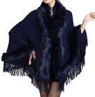 Helan Women's Faux Mink Fur Shawl Cloak Cape Coat With Tassels - FushionGroupCorp