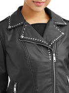 Juniors' Faux Leather Biker JacketJuniors' Faux Leather Biker Jacket - FushionGroupCorp