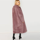 SHEIN Pink Office Lady Elegant Open Front Longline Faux Fur Teddy Solid Coat 2018 Autumn Minimalist Women Coats Outerwear - FushionGroupCorp