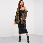 Elegant Leopard Print Faux Fur Coat Women Autumn Winter Jacket Outerwear 2019Warm Soft Overcoat Casual Womens Coats - FushionGroupCorp