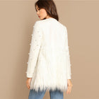 Sheinside White Pearl Embellished Coat Women Autumn Jacket Elegant Ladies Outerwear 2018 Womens Fashion Patchwork Faux Fur Coats - FushionGroupCorp