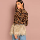 Sheinside Contrast Faux Fur Coat Leopard Print Winter Jacket Women 2018 Long Sleeve Outerwear Casual Womens Coats And Jackets - FushionGroupCorp