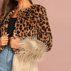 Sheinside Contrast Faux Fur Coat Leopard Print Winter Jacket Women 2018 Long Sleeve Outerwear Casual Womens Coats And Jackets - FushionGroupCorp