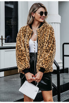 Simplee Leopard print faux fur women winter coat Long sleeve autumn jacket fur coat Casual zipper plus size female outwear coats - FushionGroupCorp