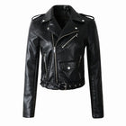 2020 New Fashion Women Autunm Winter Black Faux Leather Jackets Lady Bomber Motorcycle Cool Outerwear Coat with Belt Hot Sale - FushionGroupCorp