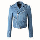 2020 New Fashion Women Autunm Winter Black Faux Leather Jackets Lady Bomber Motorcycle Cool Outerwear Coat with Belt Hot Sale - FushionGroupCorp
