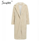Simplee Plus size women faux fur coat Long sleeve buttons autumn winter female warm overcoat Fashion soft ladies long coats 2019 - FushionGroupCorp