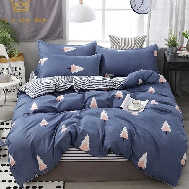 Lanke Cotton Bedding Sets, Home Textile Twin King Queen Size Bed Set Bedclothes with Bed Sheet Comforter set Pillow case - FushionGroupCorp