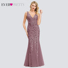Sexy Sequined Mermaid Prom Dresses Long Ever Pretty V-Neck Sleeveless Elegant Women Formal Party Dresses Vestidos De Gala 2020 - FushionGroupCorp