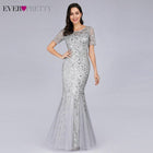 Sexy Sequined Mermaid Prom Dresses Long Ever Pretty V-Neck Sleeveless Elegant Women Formal Party Dresses Vestidos De Gala 2020 - FushionGroupCorp