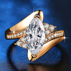 Hot sale New Design Luxury Big Oval CZ Ring Golden Color Wedding ring Fine Jewelry for Women - FushionGroupCorp