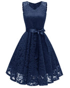 2018 Autumn Lace Dresses Femme 3/4 Sleeve V-Neck Women Red Dress Hollow Out Female Robes Plus Size 2XL Vestidos de Festa - FushionGroupCorp