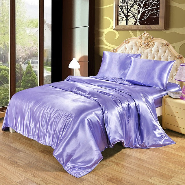Luxury Bedding Set Satin Silk Duvet Cover Pillowcase Bed Sheet Comforter Bedding Sets Twin Single Queen King Size Bed Set - FushionGroupCorp