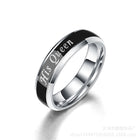 Black Silver Stainless Steel Ring Fashion Couple Rings Permanent Love Romantic engagement Anniversary Gift for Women Men - FushionGroupCorp