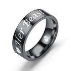 Black Silver Stainless Steel Ring Fashion Couple Rings Permanent Love Romantic engagement Anniversary Gift for Women Men - FushionGroupCorp