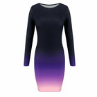 Office Lady Elegant Dress Women's New Long Sleeves Ladies Stretch Bodycon Plain Dress Long Tunic Gradient Dresses OL Clothes Hot - FushionGroupCorp