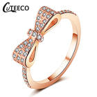 CUTEECO Rose Gold Silver Zircon Engagement Ring Crystal Wedding Rings for Women Fashion Jewelry Gift 2019 Anillos Mujer - FushionGroupCorp
