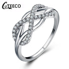 CUTEECO Rose Gold Silver Zircon Engagement Ring Crystal Wedding Rings for Women Fashion Jewelry Gift 2019 Anillos Mujer - FushionGroupCorp
