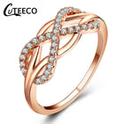 CUTEECO Rose Gold Silver Zircon Engagement Ring Crystal Wedding Rings for Women Fashion Jewelry Gift 2019 Anillos Mujer - FushionGroupCorp