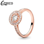 CUTEECO Rose Gold Silver Zircon Engagement Ring Crystal Wedding Rings for Women Fashion Jewelry Gift 2019 Anillos Mujer - FushionGroupCorp