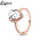 CUTEECO Rose Gold Silver Zircon Engagement Ring Crystal Wedding Rings for Women Fashion Jewelry Gift 2019 Anillos Mujer - FushionGroupCorp