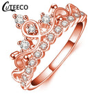CUTEECO Rose Gold Silver Zircon Engagement Ring Crystal Wedding Rings for Women Fashion Jewelry Gift 2019 Anillos Mujer - FushionGroupCorp