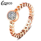 CUTEECO Rose Gold Silver Zircon Engagement Ring Crystal Wedding Rings for Women Fashion Jewelry Gift 2019 Anillos Mujer - FushionGroupCorp
