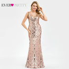 Plus Size Gold Sequined Evening Dresses Ever Pretty Mermaid V-Neck Elegant Women Formal Party Long Dresses Abendkleider 2020 - FushionGroupCorp