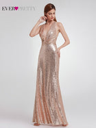 Plus Size Gold Sequined Evening Dresses Ever Pretty Mermaid V-Neck Elegant Women Formal Party Long Dresses Abendkleider 2020 - FushionGroupCorp