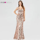 Plus Size Gold Sequined Evening Dresses Ever Pretty Mermaid V-Neck Elegant Women Formal Party Long Dresses Abendkleider 2020 - FushionGroupCorp