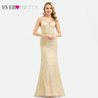 Plus Size Gold Sequined Evening Dresses Ever Pretty Mermaid V-Neck Elegant Women Formal Party Long Dresses Abendkleider 2020 - FushionGroupCorp