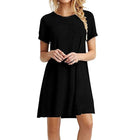 MISSOMO Summer dress Women black O-Neck Short Sleeve Casual Swing T-Shirt Dress Loose Dress women vestidos - FushionGroupCorp