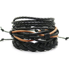 1 Set 4PCS leather bracelet Men's multi-layer bead bracelet women's retro punk casual men's jewelry bracelet jewelry accessories - FushionGroupCorp