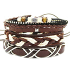 1 Set 4PCS leather bracelet Men's multi-layer bead bracelet women's retro punk casual men's jewelry bracelet jewelry accessories - FushionGroupCorp