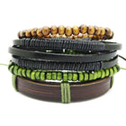 1 Set 4PCS leather bracelet Men's multi-layer bead bracelet women's retro punk casual men's jewelry bracelet jewelry accessories - FushionGroupCorp