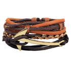 1 Set 4PCS leather bracelet Men's multi-layer bead bracelet women's retro punk casual men's jewelry bracelet jewelry accessories - FushionGroupCorp