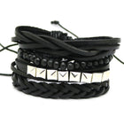 1 Set 4PCS leather bracelet Men's multi-layer bead bracelet women's retro punk casual men's jewelry bracelet jewelry accessories - FushionGroupCorp