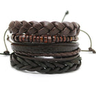 1 Set 4PCS leather bracelet Men's multi-layer bead bracelet women's retro punk casual men's jewelry bracelet jewelry accessories - FushionGroupCorp
