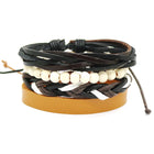 1 Set 4PCS leather bracelet Men's multi-layer bead bracelet women's retro punk casual men's jewelry bracelet jewelry accessories - FushionGroupCorp
