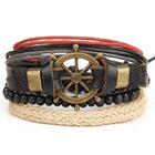 1 Set 4PCS leather bracelet Men's multi-layer bead bracelet women's retro punk casual men's jewelry bracelet jewelry accessories - FushionGroupCorp
