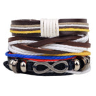 1 Set 4PCS leather bracelet Men's multi-layer bead bracelet women's retro punk casual men's jewelry bracelet jewelry accessories - FushionGroupCorp