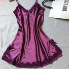 Ladies Sexy Silk Satin Night Dress Sleeveless Nighties V-neck Nightgown Solid Nightdress Lace Night Gown Sleepwear For Women - FushionGroupCorp