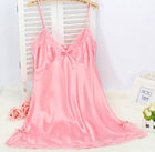 Ladies Sexy Silk Satin Night Dress Sleeveless Nighties V-neck Nightgown Solid Nightdress Lace Night Gown Sleepwear For Women - FushionGroupCorp