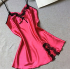 Ladies Sexy Silk Satin Night Dress Sleeveless Nighties V-neck Nightgown Solid Nightdress Lace Night Gown Sleepwear For Women - FushionGroupCorp