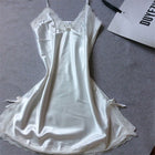Ladies Sexy Silk Satin Night Dress Sleeveless Nighties V-neck Nightgown Solid Nightdress Lace Night Gown Sleepwear For Women - FushionGroupCorp