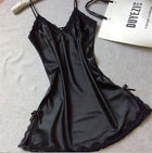 Ladies Sexy Silk Satin Night Dress Sleeveless Nighties V-neck Nightgown Solid Nightdress Lace Night Gown Sleepwear For Women - FushionGroupCorp