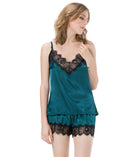 Satin Pajamas Set Lace Trim Pijama Short Pant Sexy Cami Bridal Sleepwear Sets For Women - FushionGroupCorp